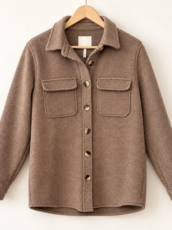 .object Jackets & Blazers - .OBJECT Brown Brushed Shacket Overshirt Jacket Size 36